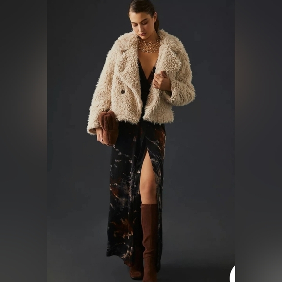 Anthropologie Faux Fur Pink Double Breasted Coat Size Large - Picture 10 of 10